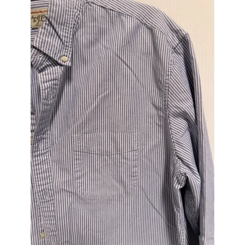 J. Crew Mens Slim American Pima Cotton Striped Button Down Shirt XL Blue White